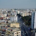 Casablanca corniche coastline with beach views and city skyline in Morocco